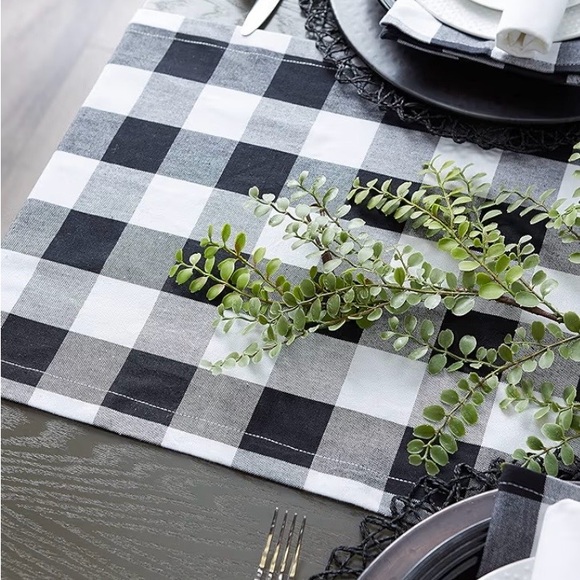 Black and White Buffalo Check Table Runner - Picture 3 of 5